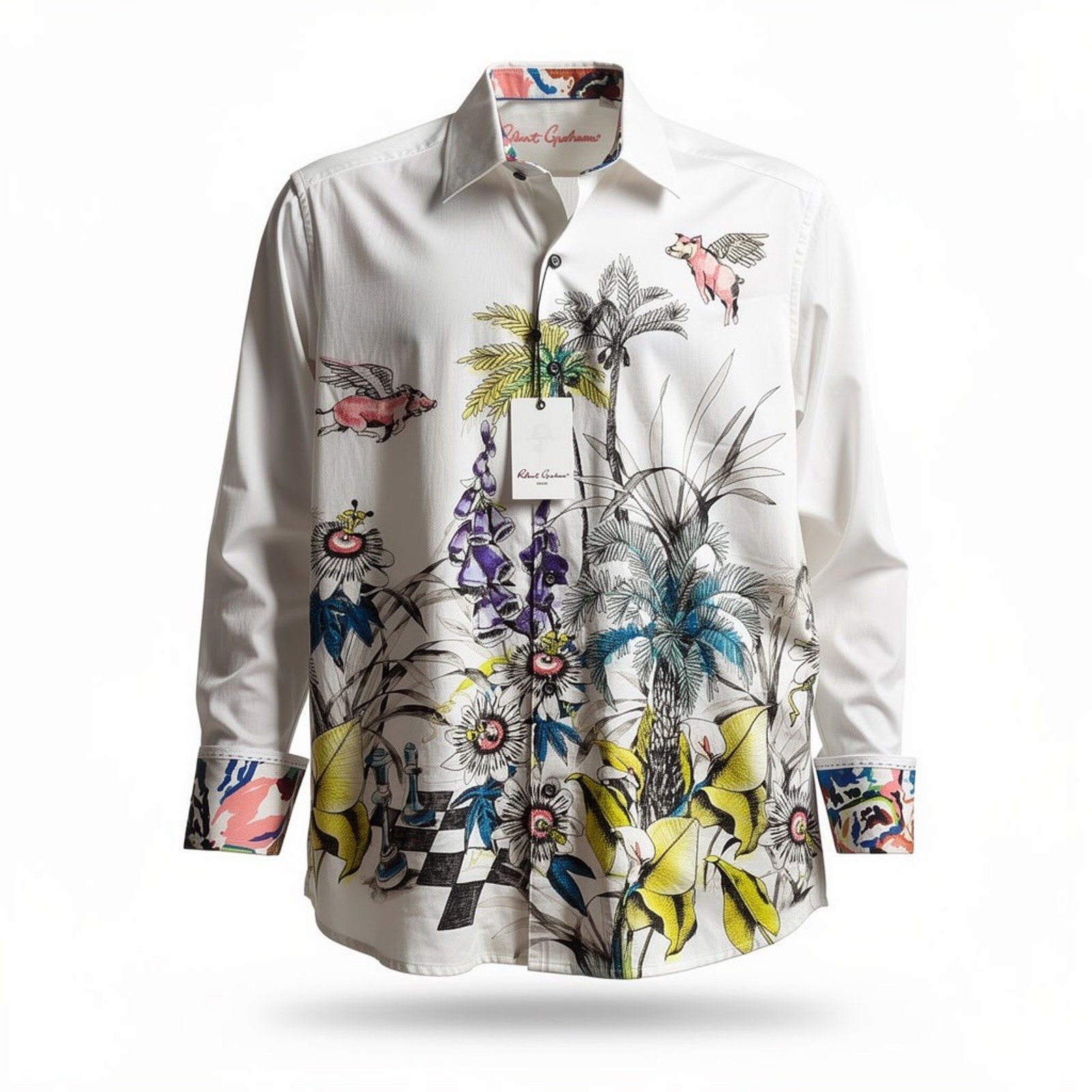 Robert Graham When Pigs Fly Nwt Shirt Xl Tropical Embroidered $348
